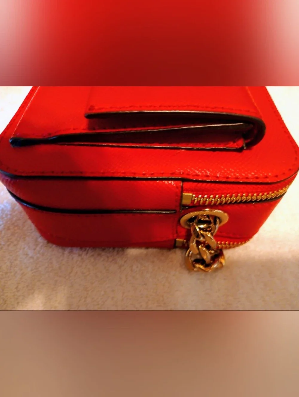 Michael Kors Red Leather Gold Chain Shoulder Bag